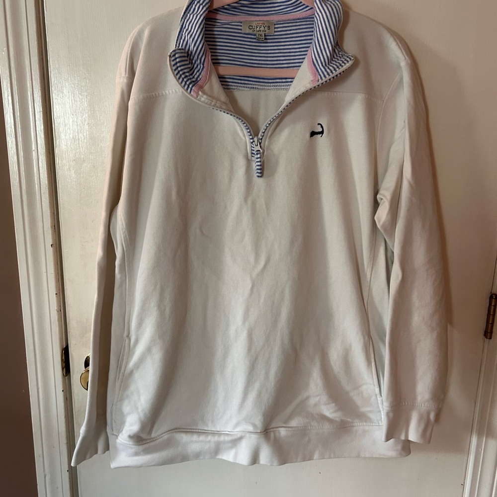 Nautical CUFFYS White Half-Zip Sweatshirt